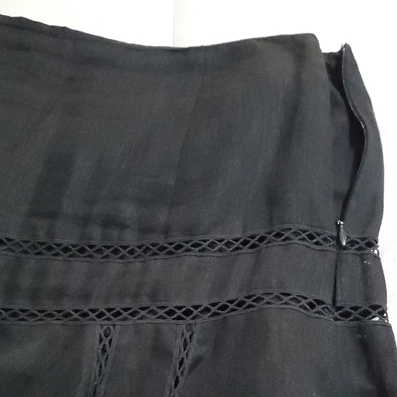 Ralph Lauren Cottagecore  Black Fit and Flare  100% Linen Mini Skirt - Picture 6 of 14